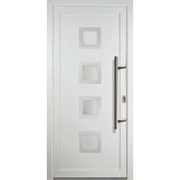 Portes d'entrée Exklusiv modèle 84, intérieur: blanc, extérieur: blanc largeur: 88cm, hauteur: 200cm, sens d'ouverture: tirant droit
