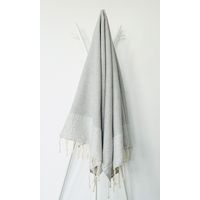 Fouta 100x200 Lilane gris argent - 100% coton - finition franges
