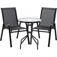 GardenLine Gartenmöbelset, Metall/Grau, 2 Stühle, Tisch