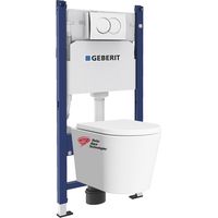 Pack Bati-support GEBERIT 112cm + Cuvette Swiss Aqua Technologies sans bride + Plaque blanche (SATrimlessGeb3)