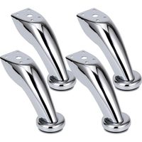 4 patas de muebles de acero inoxidable, cromadas, patas de sofá cama, adecuadas para sofá, silla, taburete, gabinete