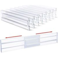 Séparateurs de tiroirs en plastique, organisateurs de tiroirs transparents réglables pour le rangement de la commode de la cuisine et de la chambre à coucher, paquet de 8