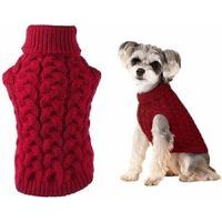 Pull pour Animaux,Chaud Chien Pulls Cat Vêtements,Chien de Compagnie Chien Pull,Doggy Vêtements,Pull Chien Petite Taille,Vetements Chien Petite Taille,Pull pour Chien Chiot et Chat,Rouge,M