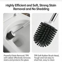 Toilet brush set with long handle and soft bristles, silicone wall-mounted toilet brush.