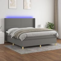 Boxspringbett mit Matratze & LED Dunkelgrau 160x200 cm Stoff vidaXL