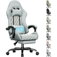Sillón ergonómico - Ecofurnix - revestimiento de ante (suédine) - Cojín lumbar masajeador - Respaldo ajustable - Azul