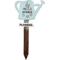Piquet de jardin en bois décoratif en forme de bouilloire (bleu)