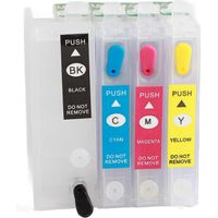 Cartouches d'encre (noire, cyan, magenta, jaune) à puce permanente, cartouches de recharge réutilisables pour imprimantes à jet d'encre