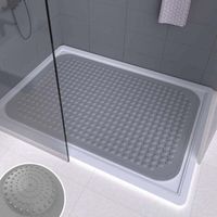 QORVA-Tapis de douche rectangulaire, grand tapis de salle de bain antidérapant, tapis de douche, tapis de bain, tapis de sol pour toilettes, tapis de massage des pieds en PVC pour baignoire, 88 x 58 c