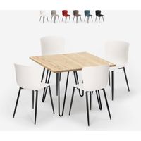 Set 4 sedie tavolo quadrato 80x80cm design industriale Claw Light - Bianco