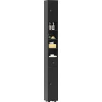 180cm Slim Bathroom Cabinet, with Drawer, Shelves and Cupboards - Black