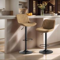 Tabourets de bar pivotants Braun pour salle à manger, lot de 2 – revêtement en velours, hauteur réglable, rotation à 360°