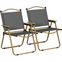 Set 2 Sillas de Jardín Plegables con Reposabrazos Sillas para Camping y Playa en Tela Oxford 54x59x78 cm Gris Oscuro