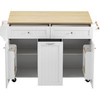 Îlot de cuisine sur roulettes avec espace repas extensible, îlot de cuisine avec tiroirs multifonctions, îlot de cuisine mobile idéal pour la cuisine et la salle à manger (Blanc)