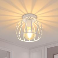 Goeco – Plafonnier vintage en métal blanc – Douille E27 – Abat-jour en cage pour couloir, salon, café – Diamètre 19 cm – Éclairage 60W max