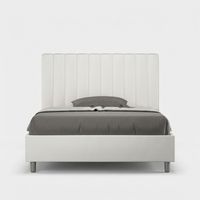 Französisches Bett 120x200, Kunstleder mit Stauraum, Agueda P1 - Weiß