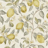 Amalfi Wallpaper Lemon Tree Leaves Yellow Green Cream Natural Botanical Grandeco