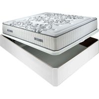 Matelas à ressorts ensachés queen 28 cm accueil progressif + literie pliante en bois 3D respirant hauteur 34 cm Blanc - 135x190 cm