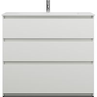 burgbad Lin20 lavabo en fonte minérale blanc brillant avec meuble