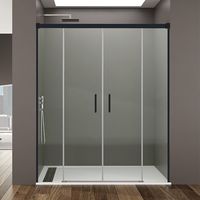 Box doccia 2 fissi + 2 scorrevoli BASIC SPAZIO NERO, Finiture: Trasparente - Estensione: 132 - 142 cm