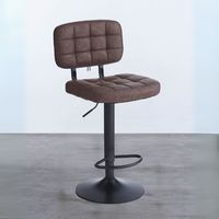 Sgabello in ecopelle colore marrone e base metallo nera - Italo