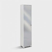 Mueble columna de almacenamiento con puerta de espejo con 4 estantes ajustables Beck - Blanco