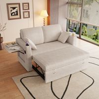 Canapé multifonction moderne, canapé-lit avec fonction couchage, canapé double moderne avec dossier réglable, porte-gobelet et coussins, adapté au salon, à la chambre, à l'appartement, etc.