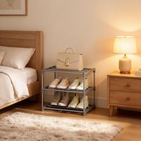Range-chaussures ouvert, meuble de rangement sur pied, meuble de rangement (uniquement le meuble de rangement)