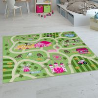 Paco Home Alfombras Infantiles Juego Pelo Corto Habitación Coloridas En Diferentes Diseños 200x290 cm, Verde