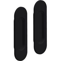 Griffmulden Set für Schiebetüren, oval, Farbe schwarz, für Durchgangstüren, Zimmertüren, Schranktüren