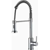 Robinet de cuisine extractible en acier inoxydable 304 avec ressort rotatif pour eau chaude et froide