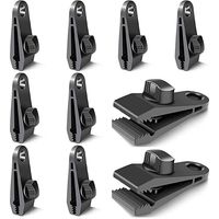 10 Pièces Clips de Bache, Pièces de Fixation de Bache, Crochets de Bache, Clips de Tente de Camping Coupe-Vent, Accessoires de Clip Coupe-Vent Résistant au Soleil (Noir)