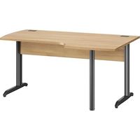Bureau d'angle compact Jazz L 160 cm retour à droite piètement métal - Plateau chêne