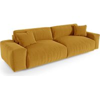 Canapé 4 places en tissu tramé toucher doux moutarde