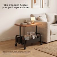 Chariot roulant multifonction 2 niveaux - 43x30x52 cm - Noir - Métal solide - Plateau en bois