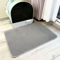 Tapis de litière pour chat gris 3030CM1 EVA double couche nid d'abeille tapis de piège à litière pour chat tapis de litière pour chat antidérapant