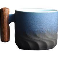 tasse à café avec poignée en bois, tasse à café en céramique, tasse à pilules de café, tasse à thé en céramique, petite tasse en céramique pour café ou thé de 70 ml.
