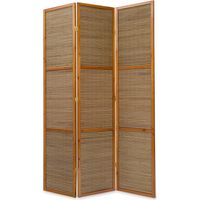 Décoshop26 – Paravent 3 panneaux en bois et bambou 132x200 cm – Charnières pliables – Couleur marron – SKU PAR06049