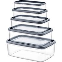 Set mit 5 rechteckigen, luftdichten Lebensmittelbehältern von 7house