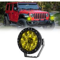 Lampe de travail LED 6000K 140W 5 pouces, feux de conduite ronds pour voiture, Spot étanche IP68 pour camions, motos, SUV, VTT, bateaux jaune.