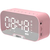 Réveil 5 en 1 avec Surface Miroir, Lecteur Bluetooth, Radio FM – Support Téléphone, Double Alarme, Réglable 3 Niveaux de Luminosité