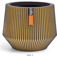 Superbe pot Groove doré forme géométrique en plastique H 37 x D 46 cm - dimhaut: H 37 cm - couleur: Doré