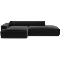 Canapé angle gauche 4 places en velours anthracite foncé ANIA