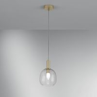 Goldene Pendelleuchte mit Einzelschirm aus Glas Brandy LS
