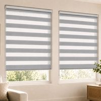 Vounot – Lot de 2 stores enrouleurs jour-nuit 100x150cm – Installation sans perçage ou avec – Tissu 100% polyester – Couleur gris
