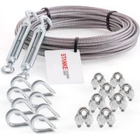 Seilwerk Câble d’acier inoxydable V4A, 40m, diamètre 4mm 7x7, 2x Tendeur M6 èil-Crochet en acier galvanisé, 8x Cosse-Cèur V4A, 8x Serre-Câble è étrier V4A - SET 5
