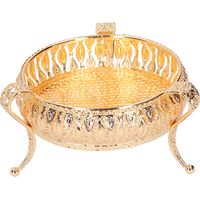 Plateau à Fruits Métallique Rond pour Collations, Bijoux et Décoration Multifonctionnelle