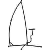 Outsunny Soporte para Silla Colgante 190 cm Sostén para Columpio con Mesita Lateral Carga Máx. 120 kg Estructura de Metal para Patio Jardín Negro