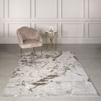Marbled Rug for Living Room Bedroom Aurora AU16 Strata Quality Modern Abstract Soft Silky Shiny Beige Bronze Grey Rug in Small 80x150 cm (2'6"x5')
