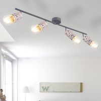 Lampada da soffitto a 4 faretti per soggiorno con faretti mobili, effetto pietra terrazzo grigio cromo, 4x E27, L 72 cm
